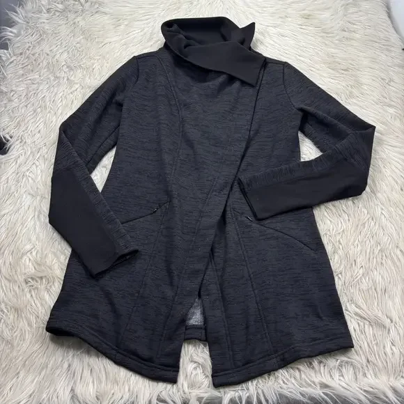 Zella Sweaters Zella Womens S Black Gray Asymmetrical Wrap